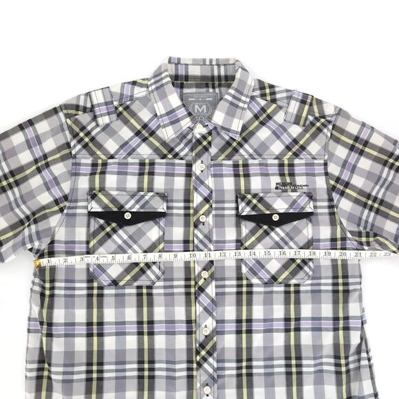 Most Official Seven MO7 Mens Checkered Button Down Short Sleeve Shirt - Size L - Picture 9 of 12